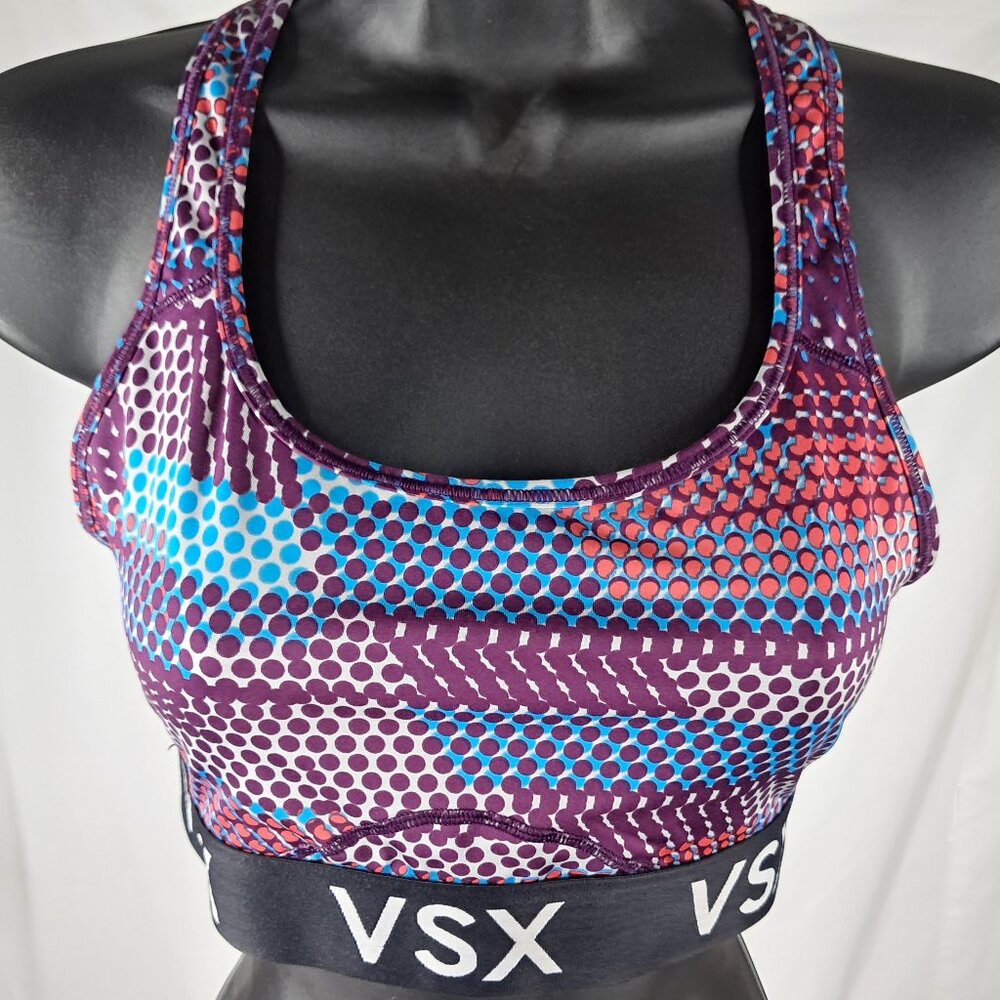 VSX Victoria's Secret Multi-Color Purple Blue Red Racer Back Sports Bra Medium